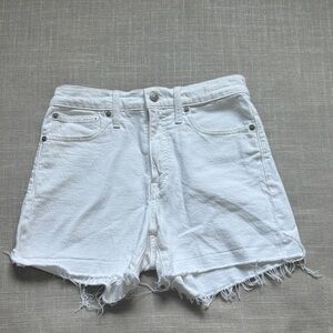 Madewell White Frayed Hem Jean Shorts